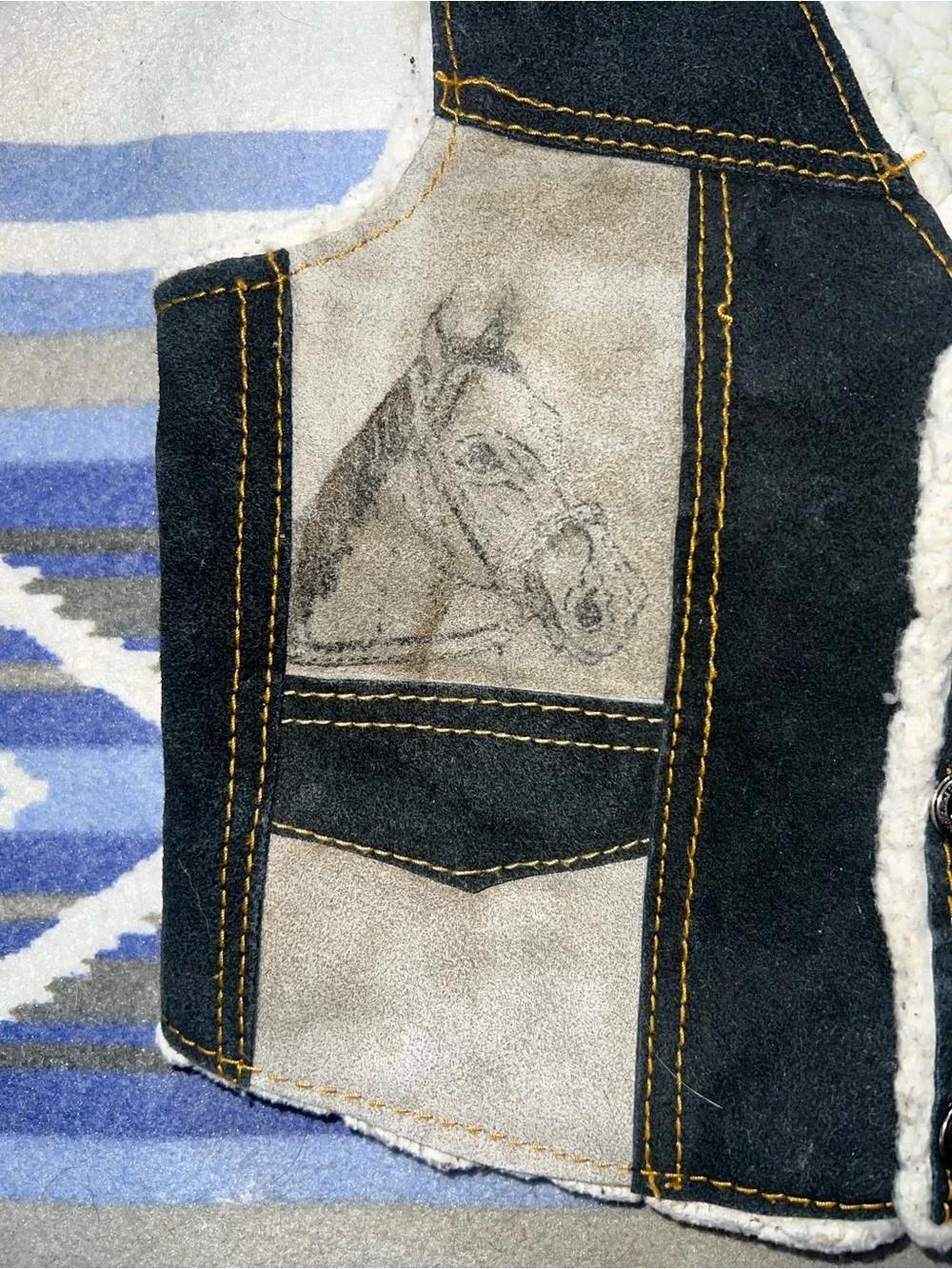Kids Size 6 Handmade Western Horse Leather/Sherpa Vintage Styled Vest